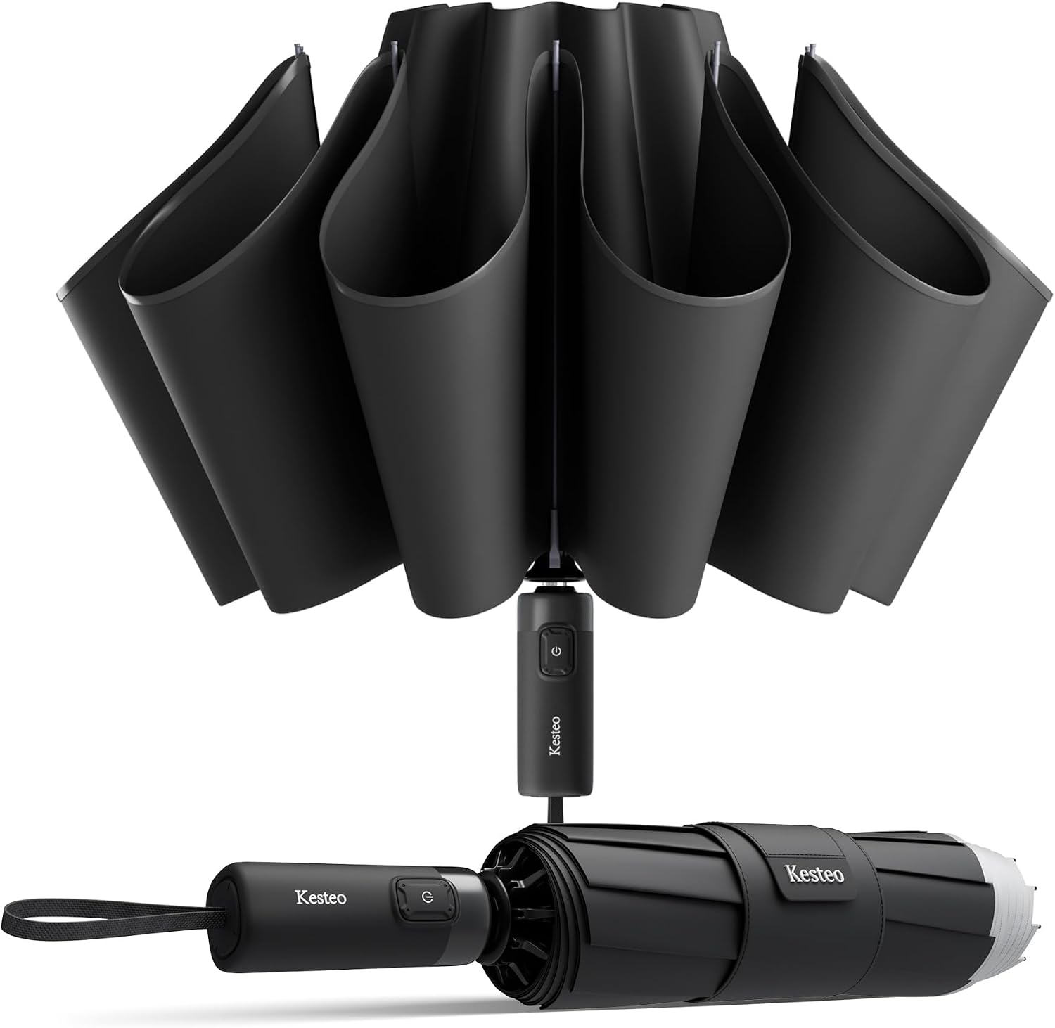 Windproof Travel Umbrella for Rain, Withstand 85MPH Winds, 52 Inch Automatic Reverse Fold Umbrellas Easy Auto Open Close, Portable Compact Umbrella Includes Cover Bag, Perfect for Travel, Car, Commute, Women Men, Backpack