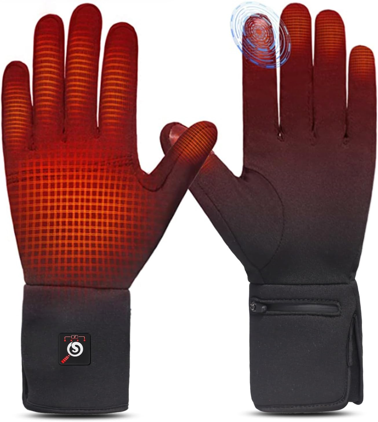 SAVIOR HEAT Heated Glove Liners for Men Women, Rechargeable Battery Electric Heated Gloves, Winter Warm Glove Liners, Thin Gloves Riding Ski Snowboarding Hiking Cycling Hand Warmers