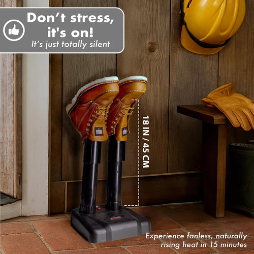 JobSite Boot Dryer - Silent Warmer & Deodorizer For Work Boots, Gloves & Shoes - Fanless, 36W